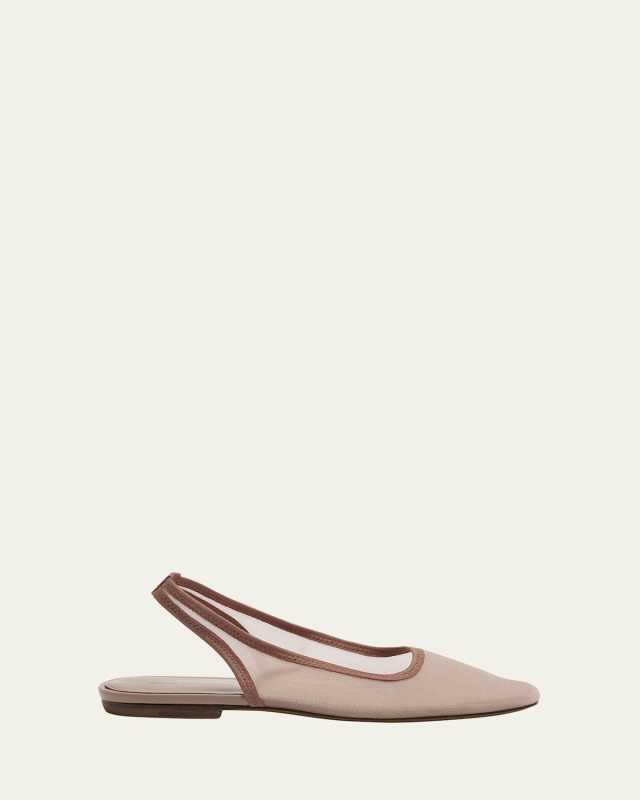 Sheer Mesh Slingback Ballerina Flats